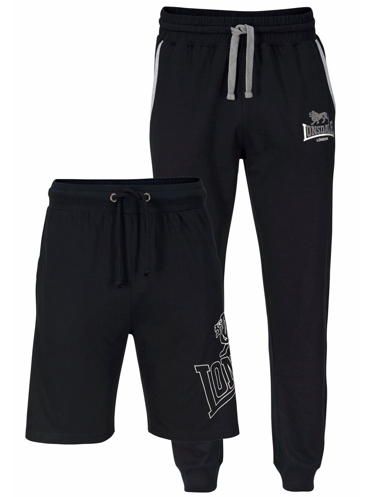 Lonsdale Herren Jogginghose und Shorts normale Passform Doppelpack GIFFORDLAND | 04250819149520