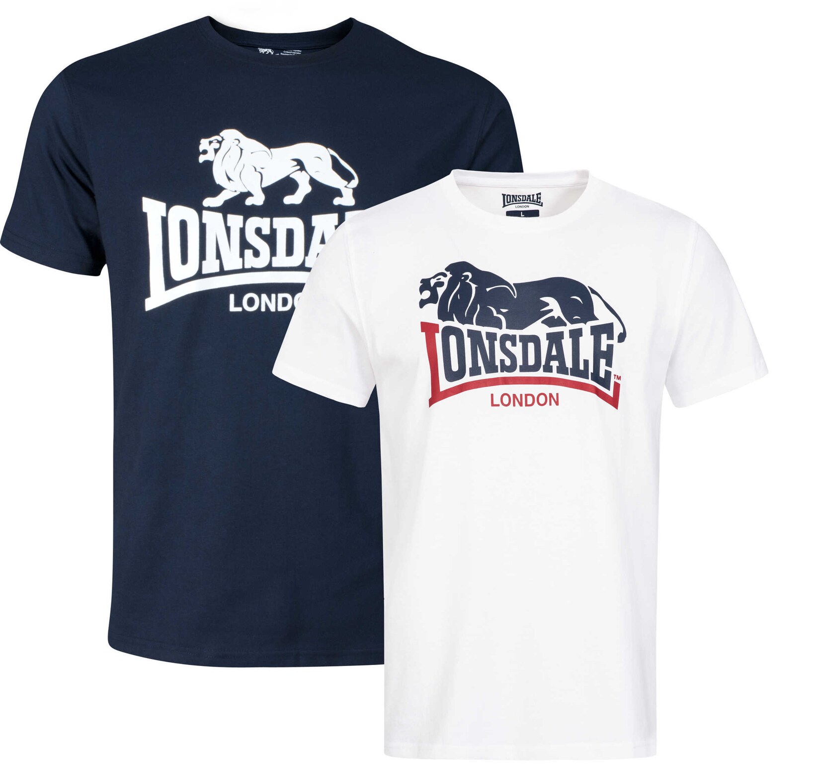 Lonsdale Herren T-Shirt normale Passform Doppelpack LOSCOE