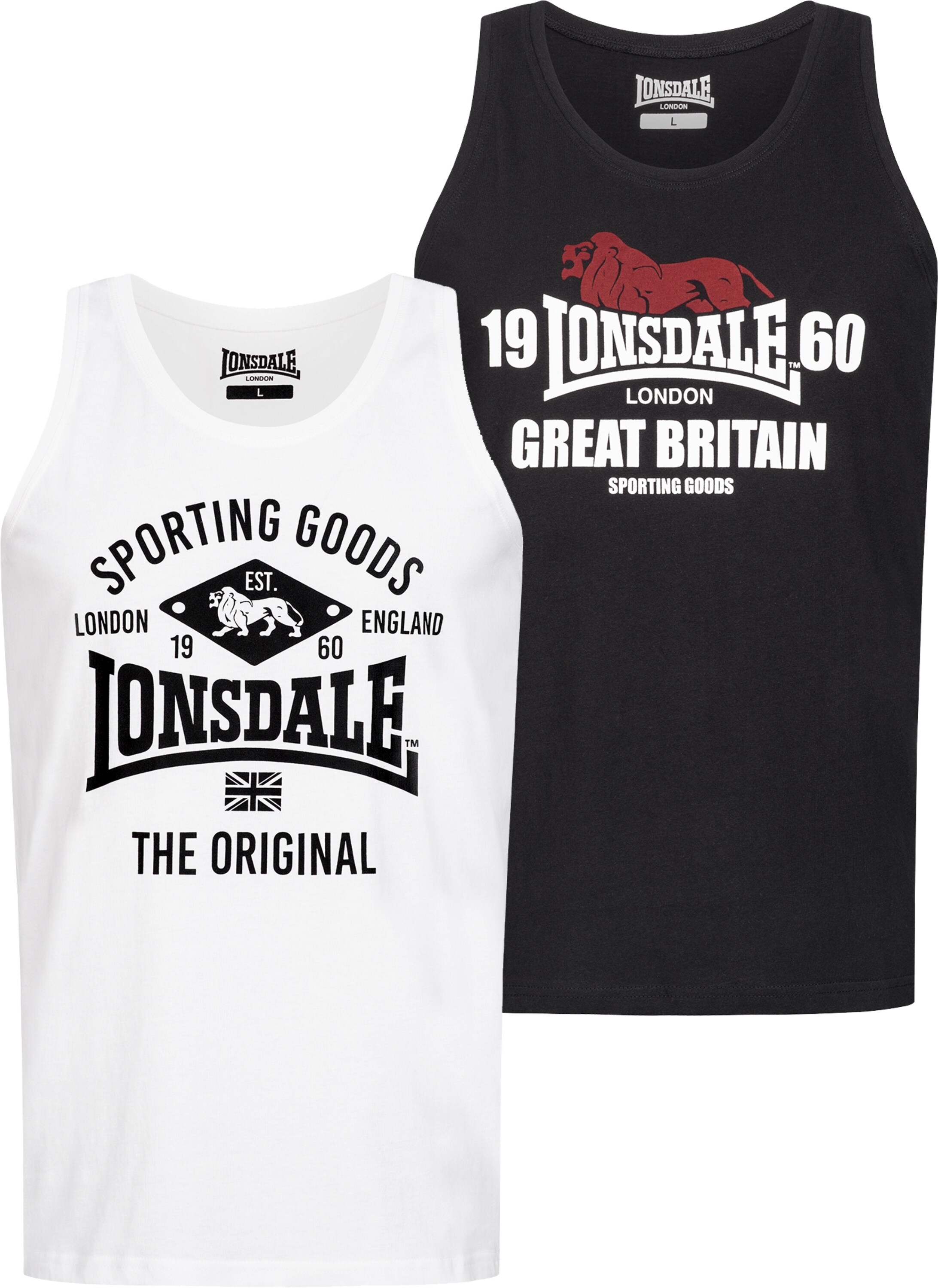 Lonsdale Herren Singlet schmale Passform Doppelpack BIGGIN - Bild 1