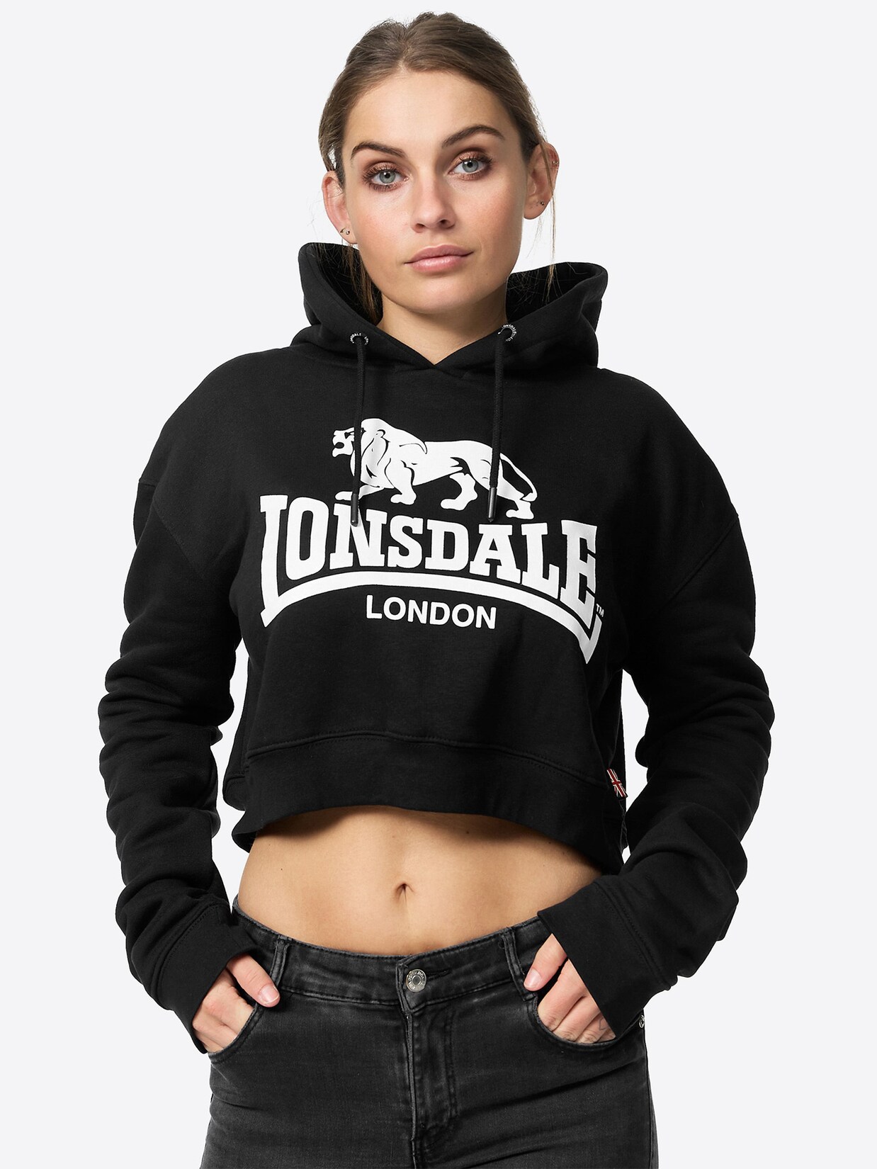 Lonsdale Frauen Kapuzensweatshirt Cropped ROXETH | 04251522326833
