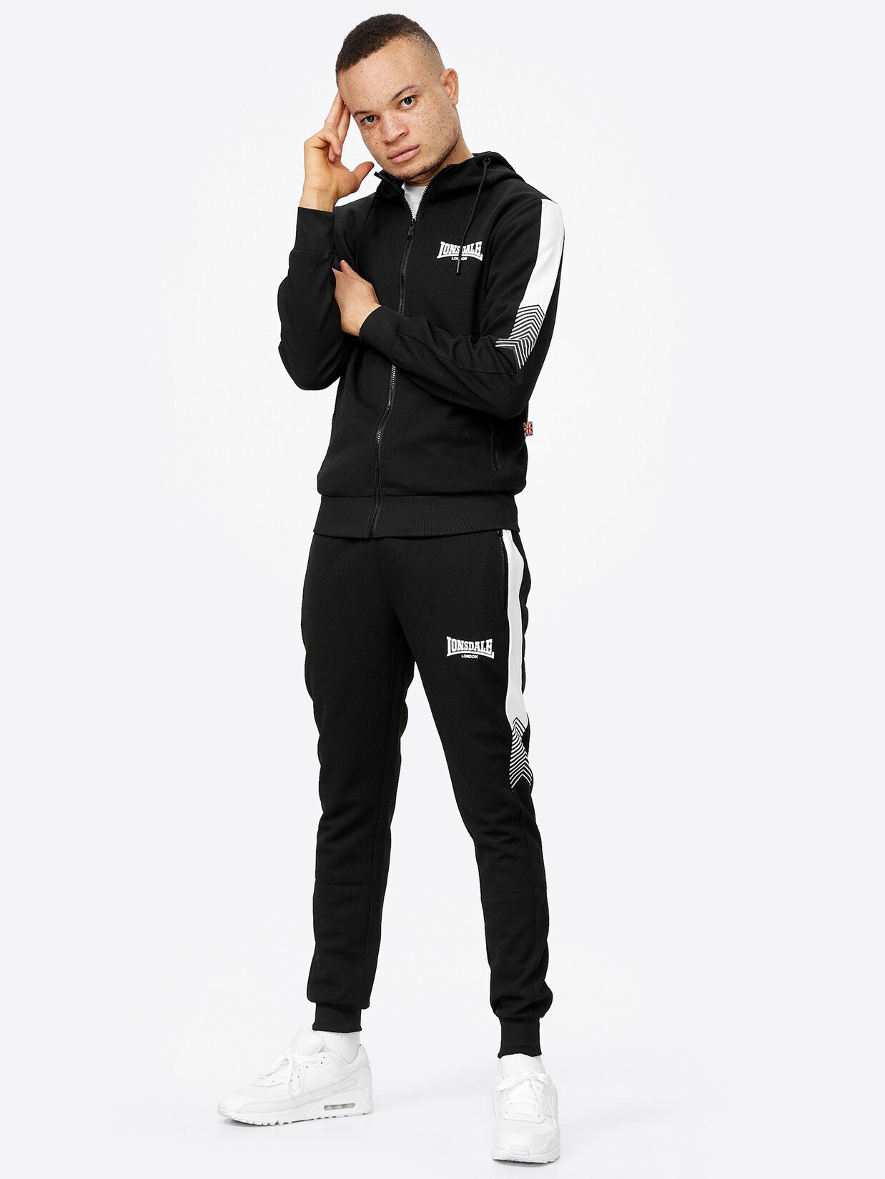 Lonsdale Herren Trainingsanzug mit Kapuze schmale Passform MARTHALL | 04251522327656
