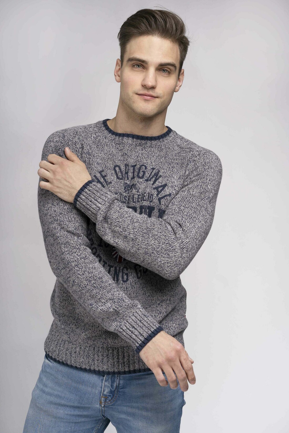 Lonsdale Herren gestrickter Pullover schmale Passform BORDEN