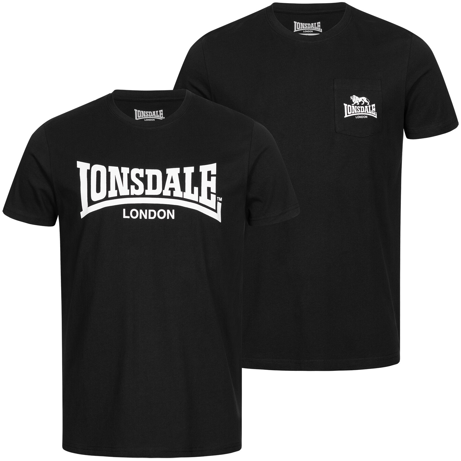Lonsdale Herren T-Shirt normale Passform Doppelpack SUSSEX