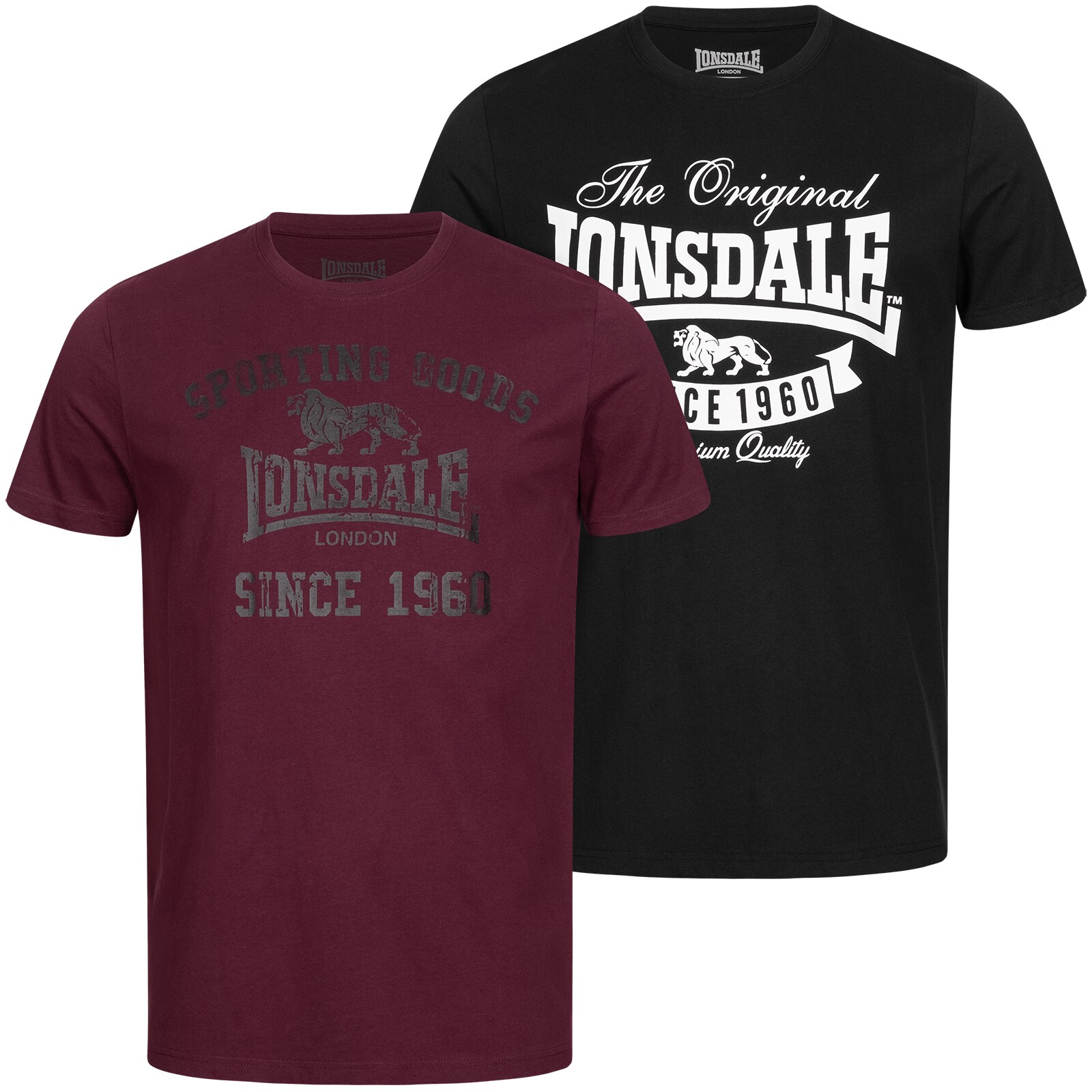 Lonsdale Herren T-Shirt normale Passform Doppelpack TORBAY