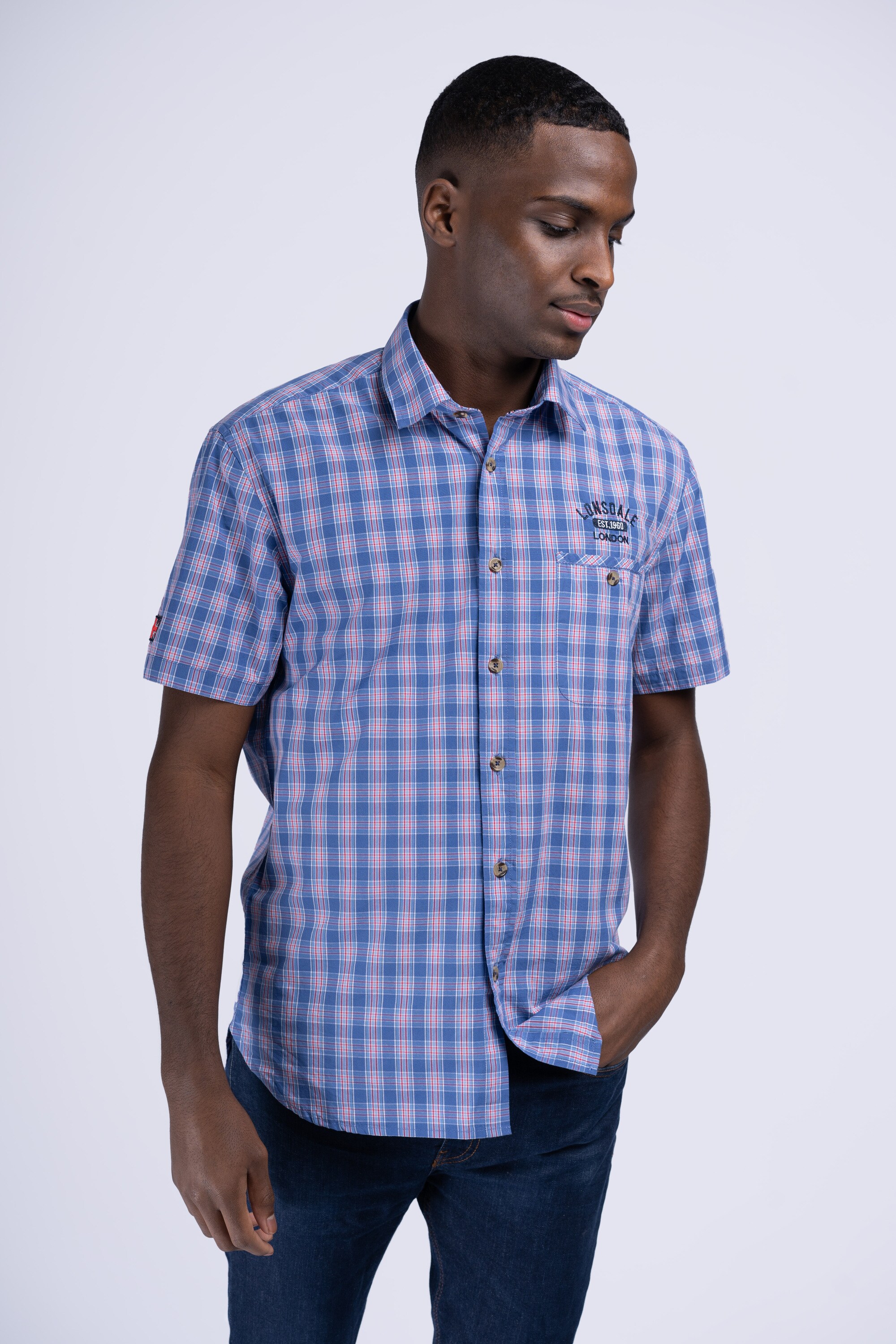 Lonsdale Herren Kurzarmhemd schmale Passform HOLMBUSCH - Bild 1