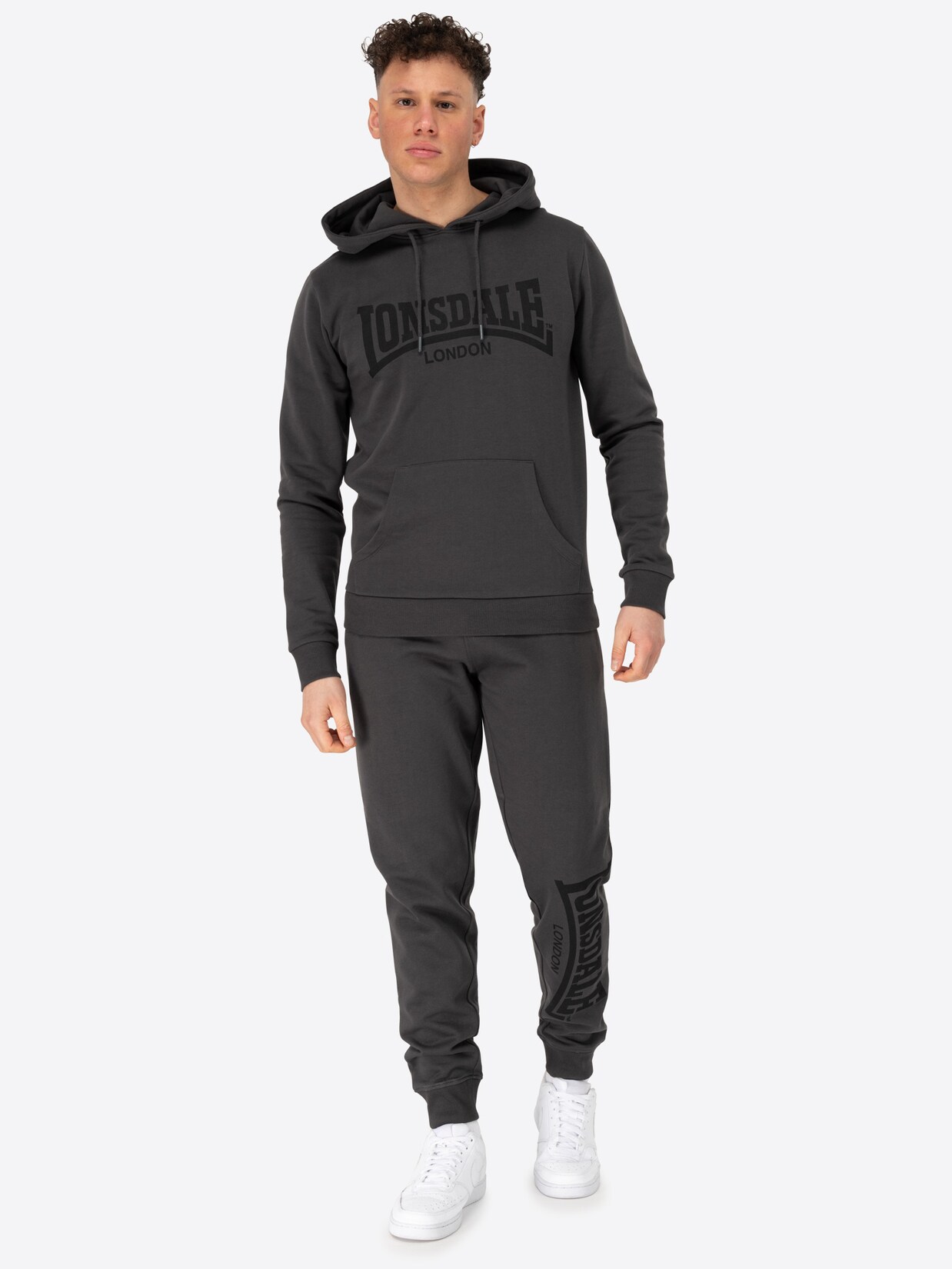 Lonsdale Herren Trainingsanzug mit Kapuze schmale Passform CLOUDY