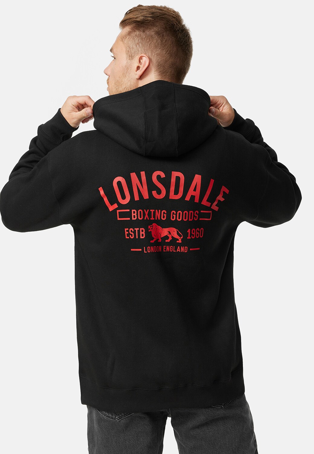 Lonsdale Herren Kapuzensweatjacke mit Reißverschluss Oversize LATHERON | 04251522390766