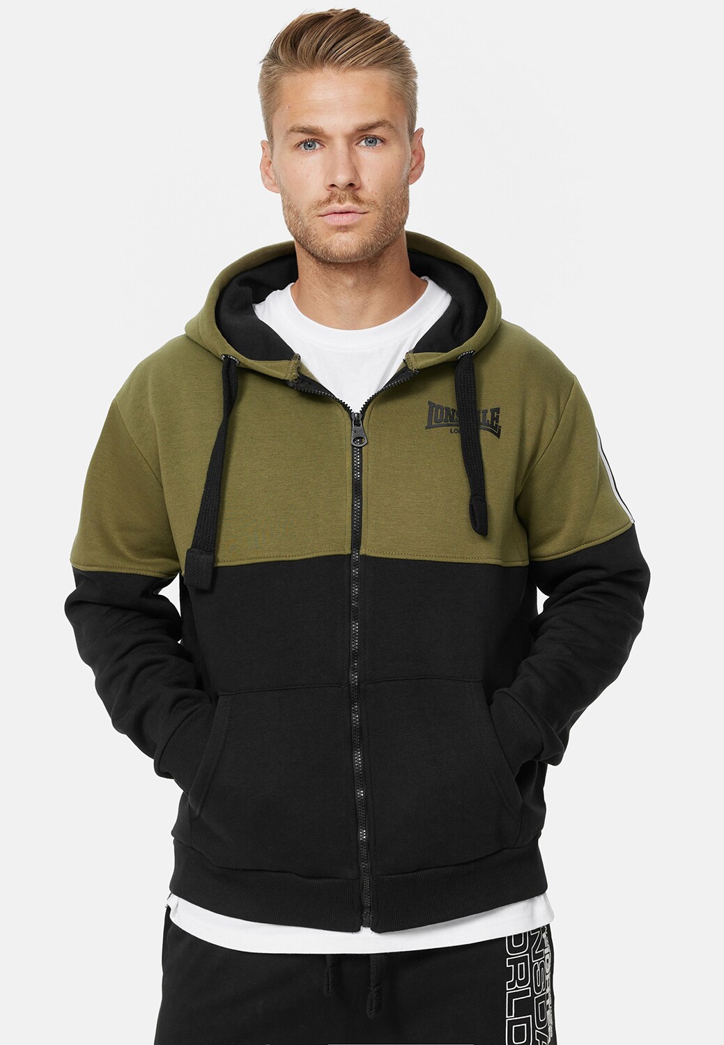 Lonsdale Herren Kapuzensweatjacke mit Reißverschluss normale Passform LUCKLAWHILL | 04251522396003