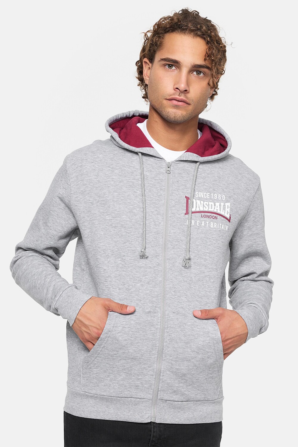 Lonsdale Herren Kapuzensweatjacke mit Rei&szlig;verschluss normale Passform LINTMILL - Bild 1