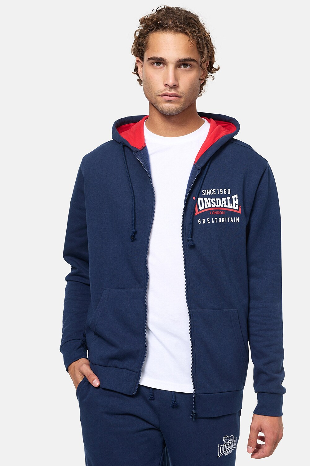 Lonsdale Herren Kapuzensweatjacke mit Reißverschluss normale Passform LINTMILL | 04255581502542