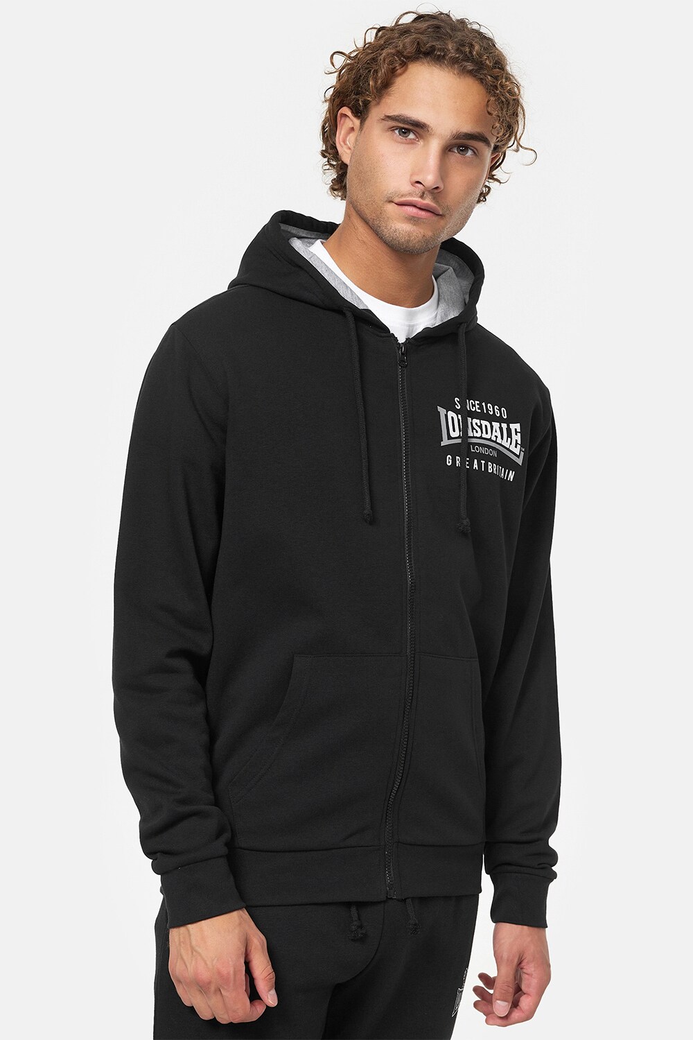 Lonsdale Herren Kapuzensweatjacke mit Reißverschluss normale Passform LINTMILL | 04255581502474