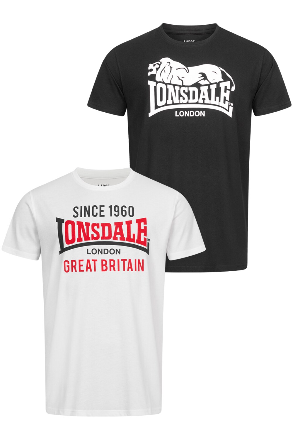 Lonsdale Herren T-Shirt normale Passform Doppelpack COLLESSIE