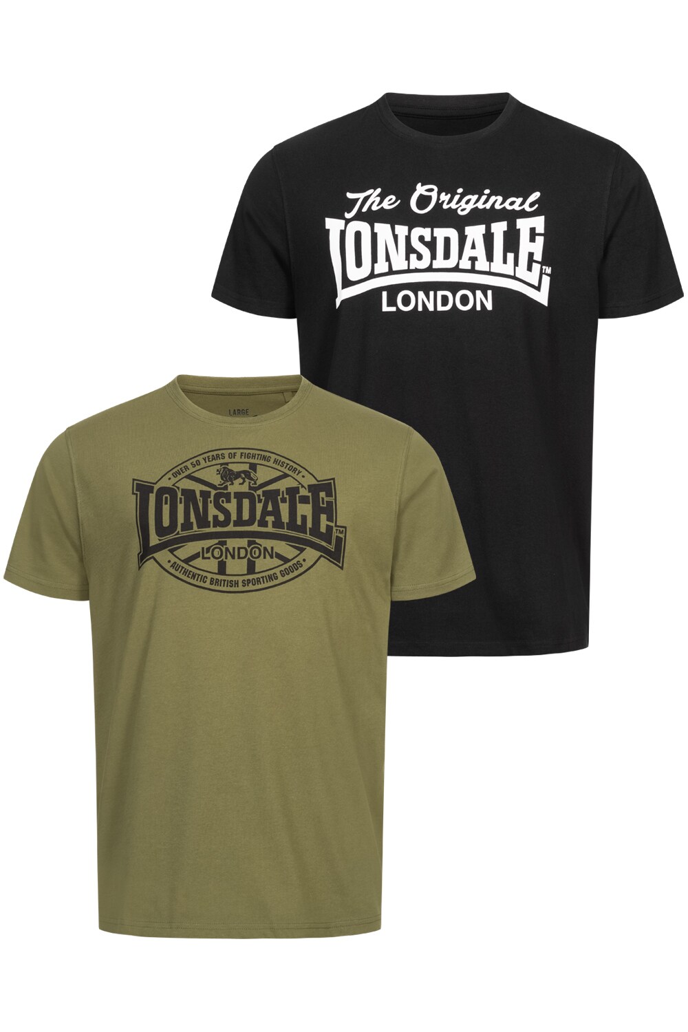 Lonsdale Herren T-Shirt normale Passform Doppelpack MORHAM