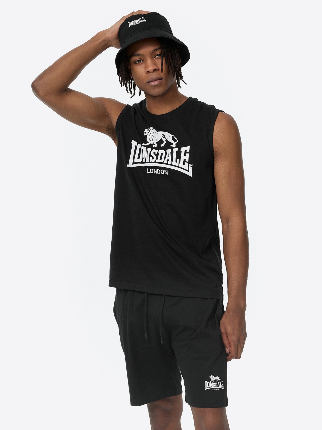 Lonsdale Herren ärmelloses T-Shirt & Shorts Set normale Passform ALLANTON | 04255581507042