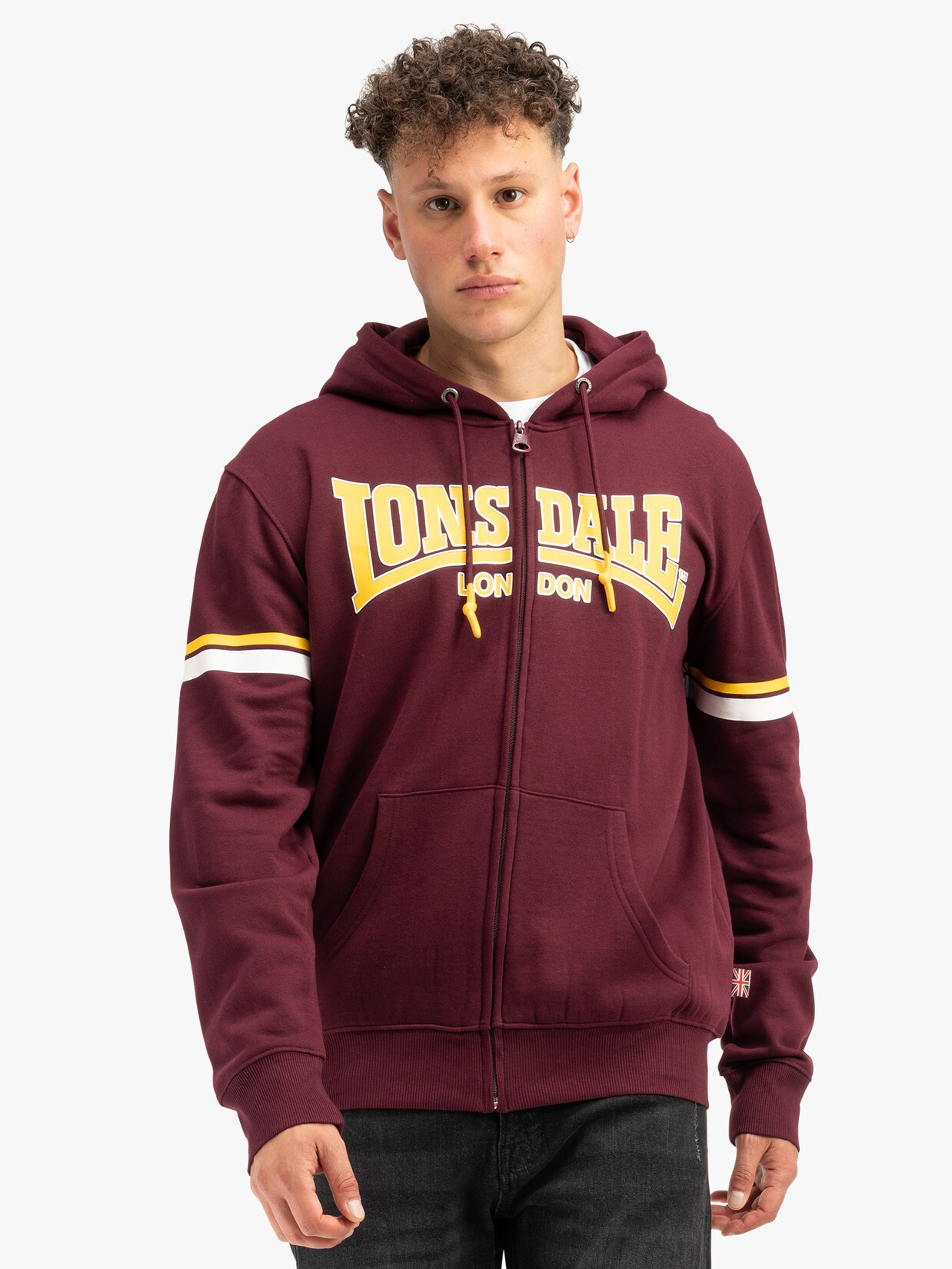 Lonsdale Herren Kapuzensweatjacke mit Reißverschluss normale Passform DARFIELD