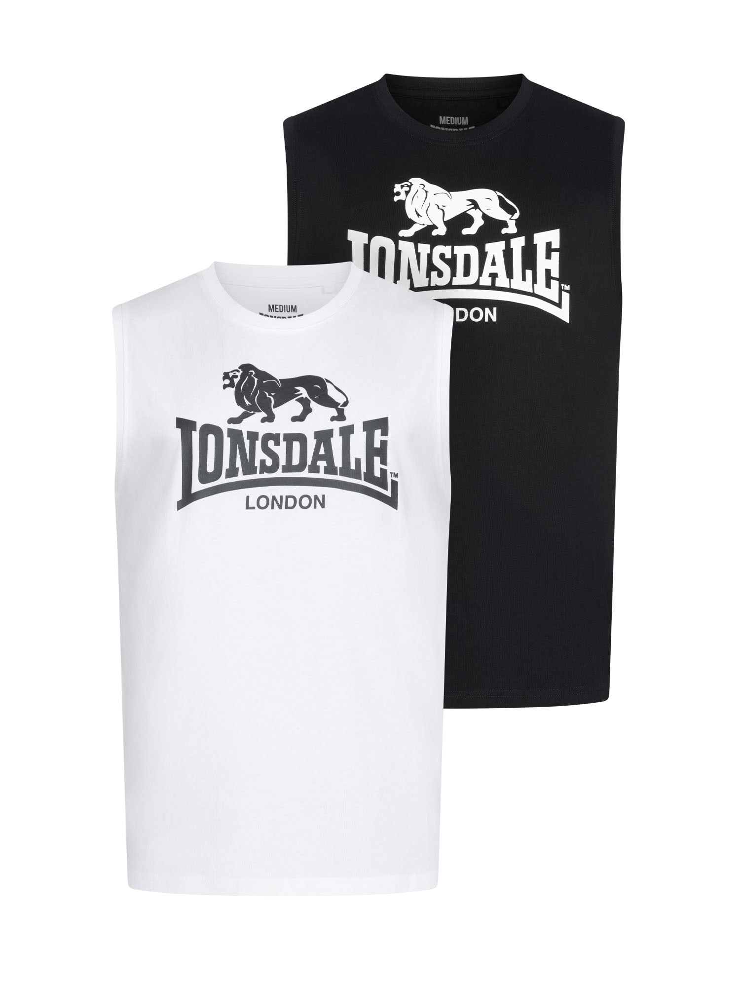 Lonsdale Herren &auml;rmelloses T-Shirt normale Passform Doppelpack ROLLESTON - Bild 1