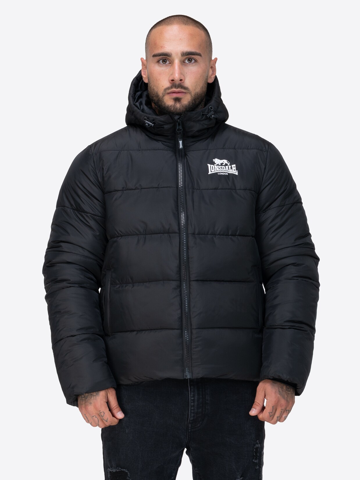 Lonsdale Herren Winterjacke mit Kapuze normale Passform TROVER