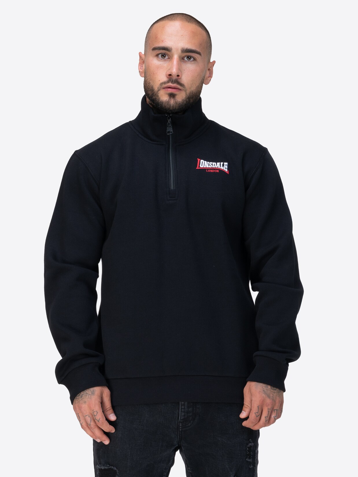 Lonsdale Herren Sweatshirt mit Viertelreißverschluss normale Passform GRYFFIDAM