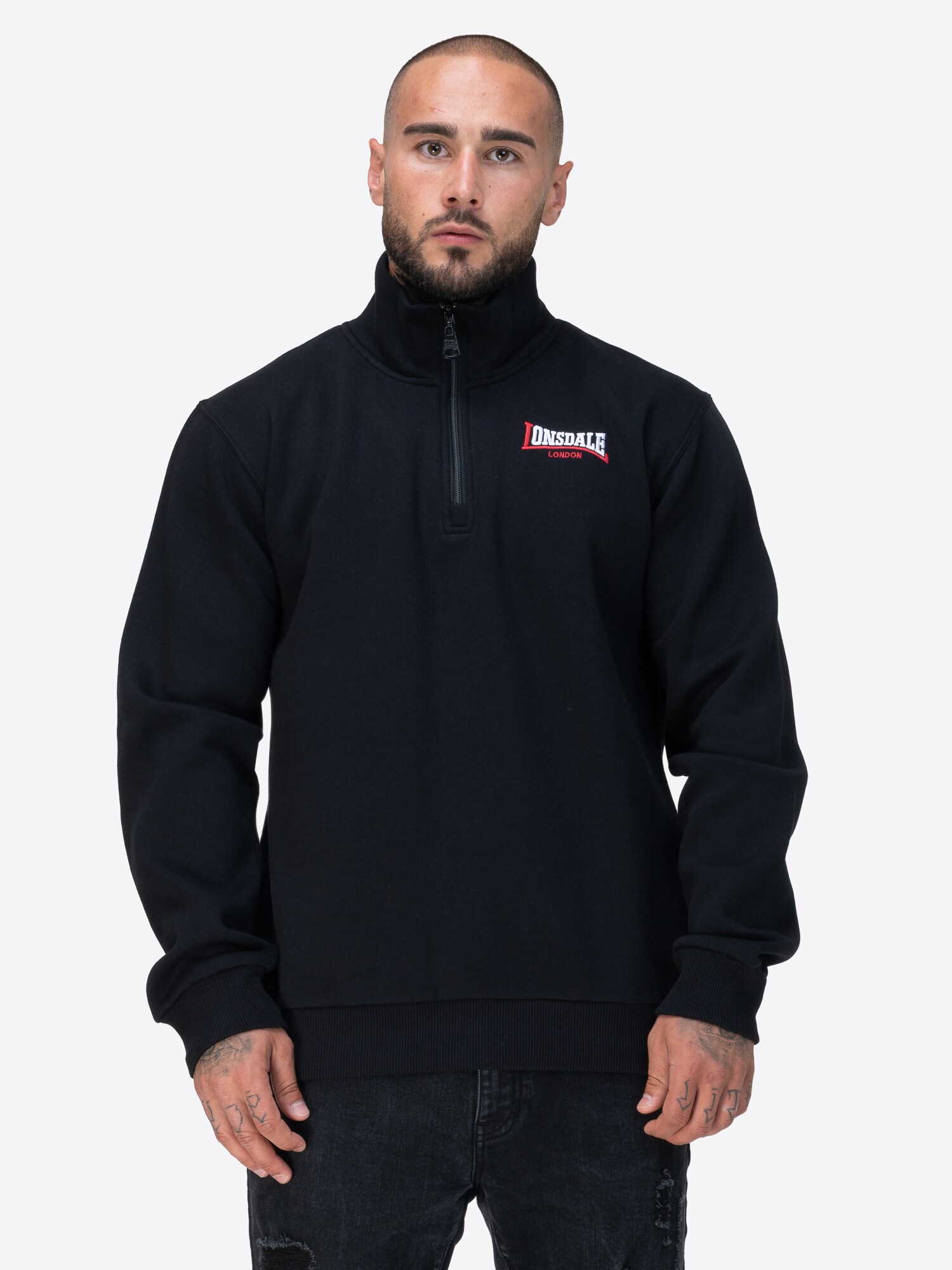 Lonsdale Herren Sweatshirt mit Viertelrei&szlig;verschluss normale Passform GRYFFIDAM - Bild 1
