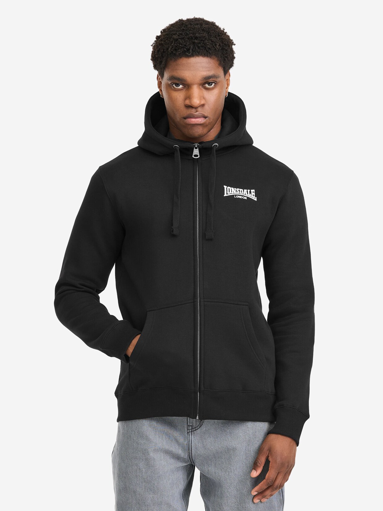 Lonsdale Herren Kapuzensweatjacke mit Reißverschluss normale Passform BURRARD