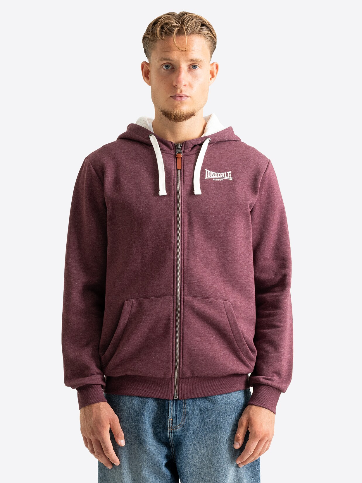Lonsdale Herren Kapuzensweatjacke mit Reißverschluss normale Passform HILLINGDON