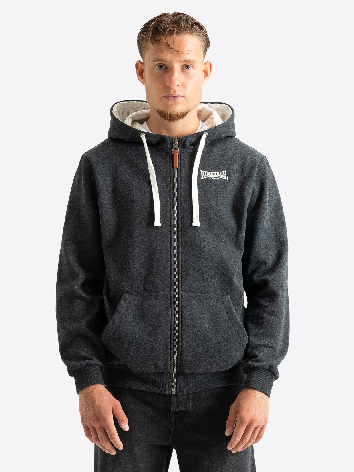 Lonsdale Herren Kapuzensweatjacke mit Reißverschluss normale Passform HILLINGDON
