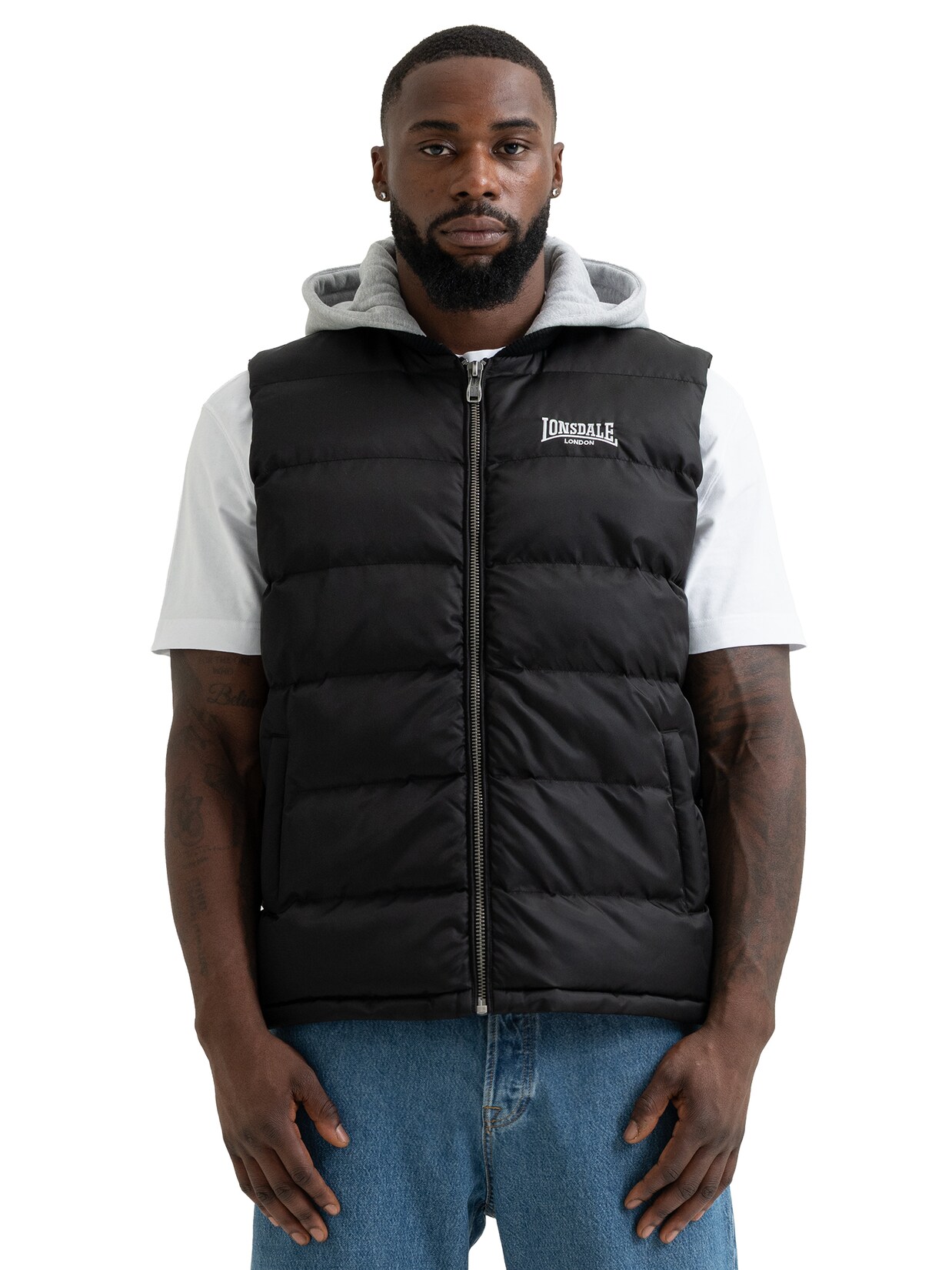 Lonsdale Herren Weste mit Kapuze normale Passform MUDCHUTE