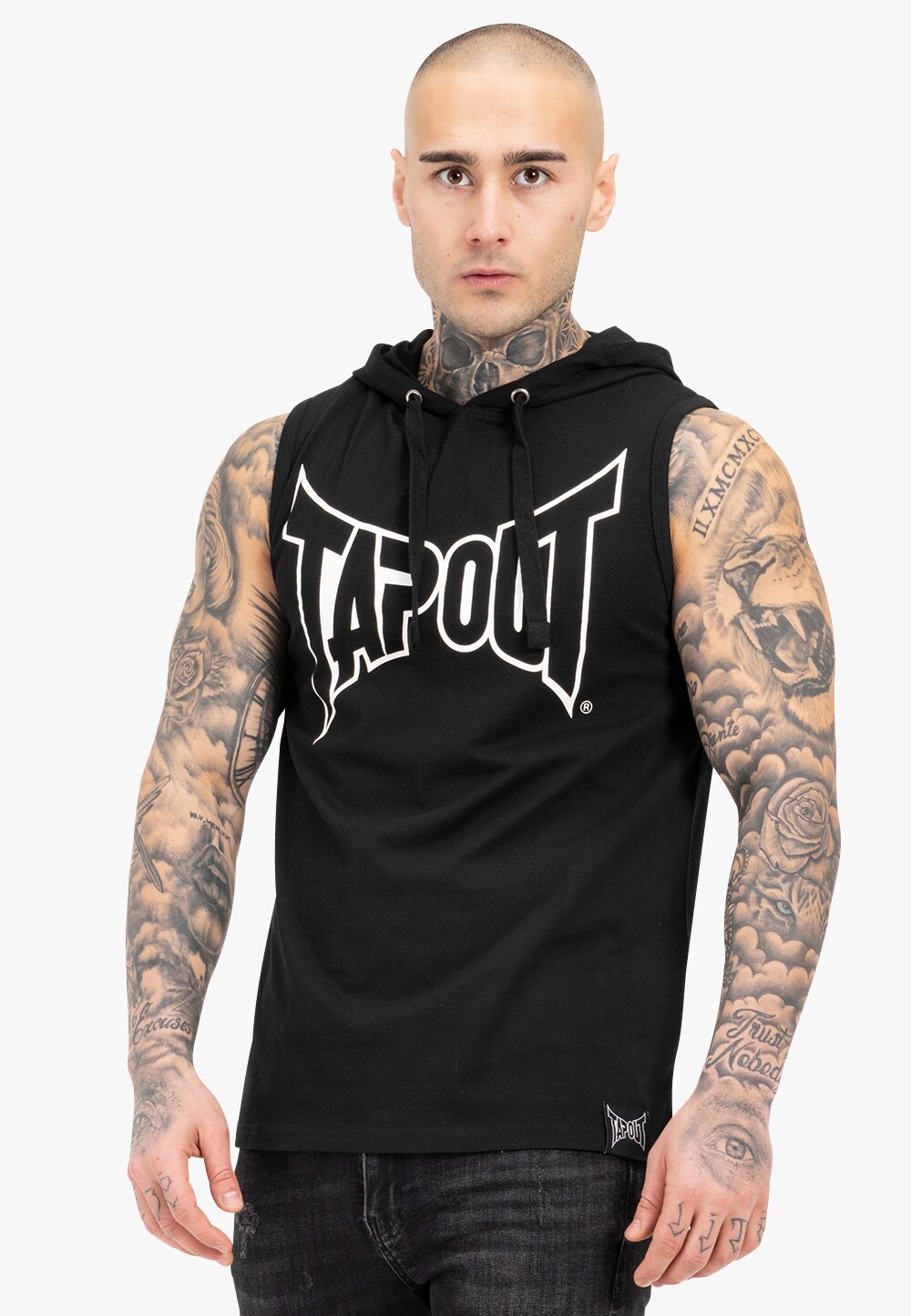 Tapout Herren ärmelloses T-Shirt mit Kapuze normale Passform ALAMEDA HOOD | 04255581531894