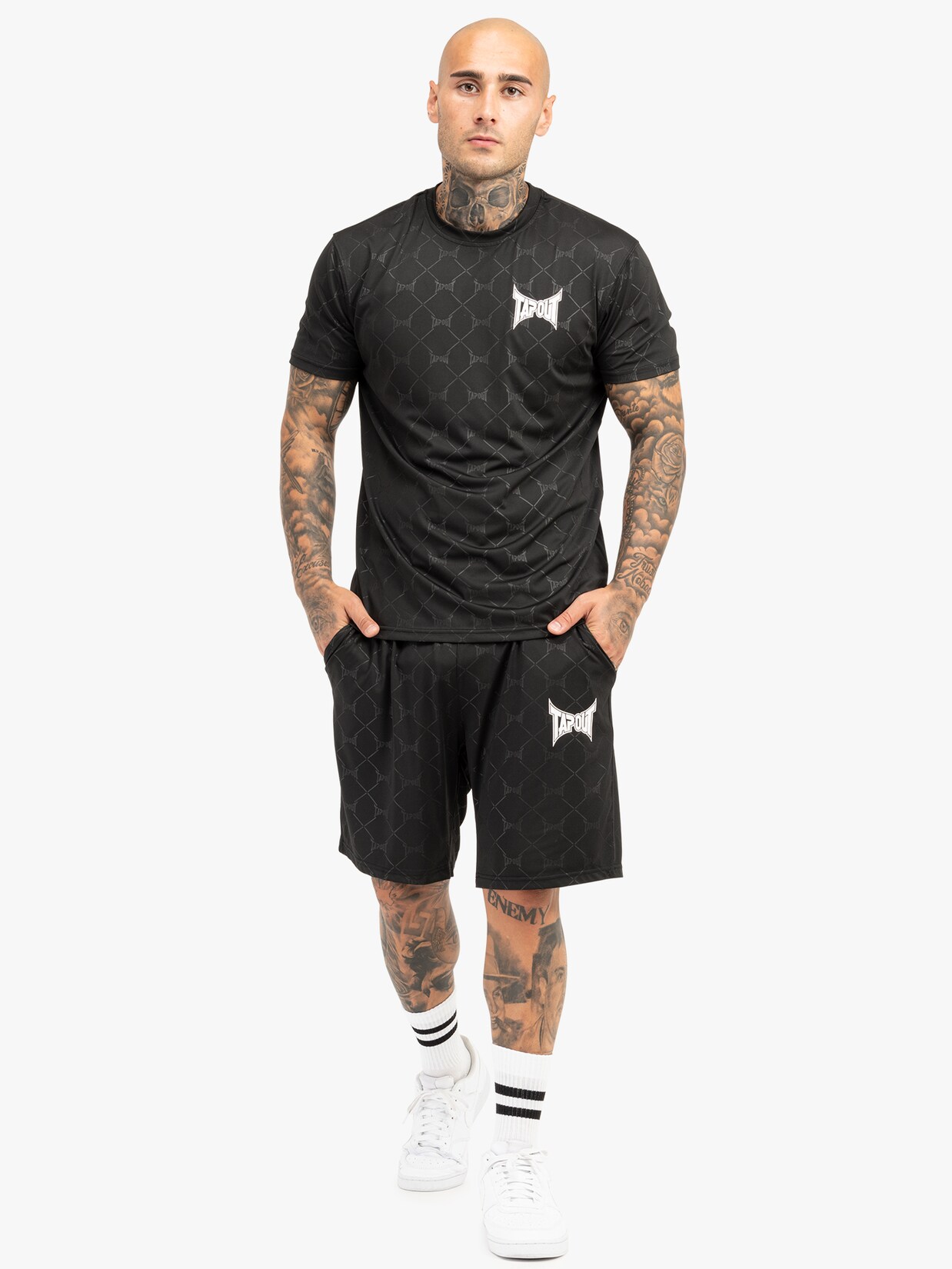 Tapout Herren T-Shirt & Shorts Set normale Passform PHILIOS