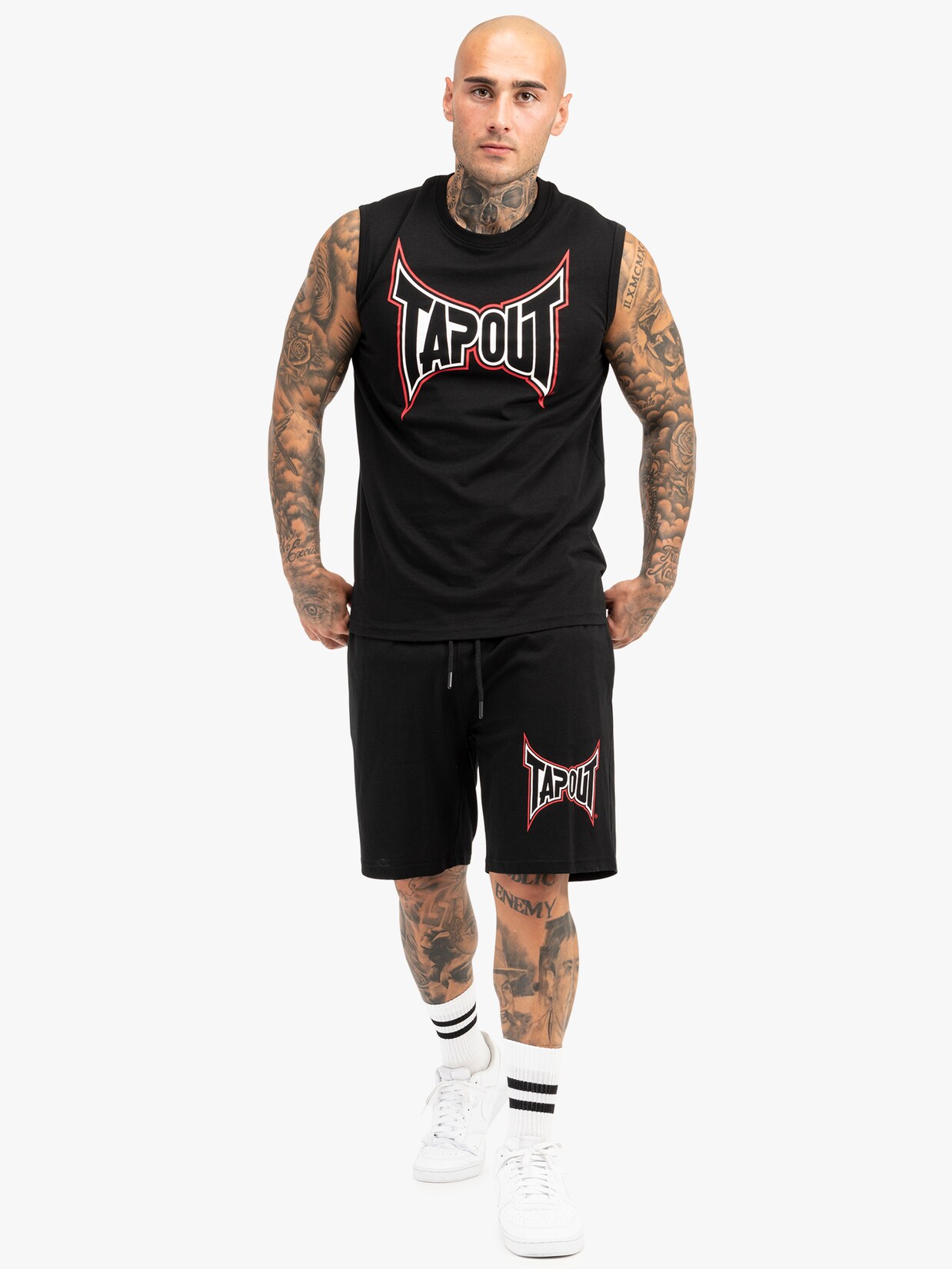 Tapout Herren ärmelloses T-Shirt & Shorts Set normale Passform DORRISA | 04255581554404