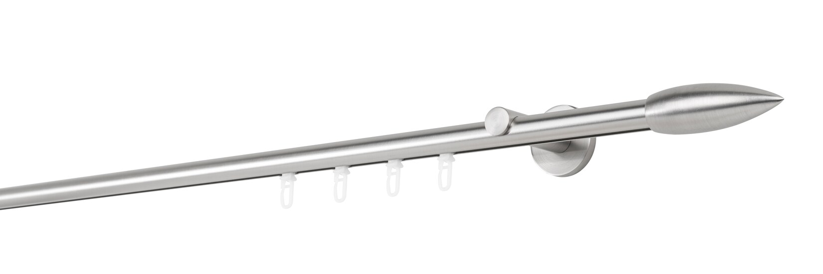 Ondeco Gardinenstange auf Maß Innenlauf 20mm Patrone 1-lauf Wandträger 6,5cm mit Gleiter Farbe: Edelstahl-Optik, Größe: 320cm