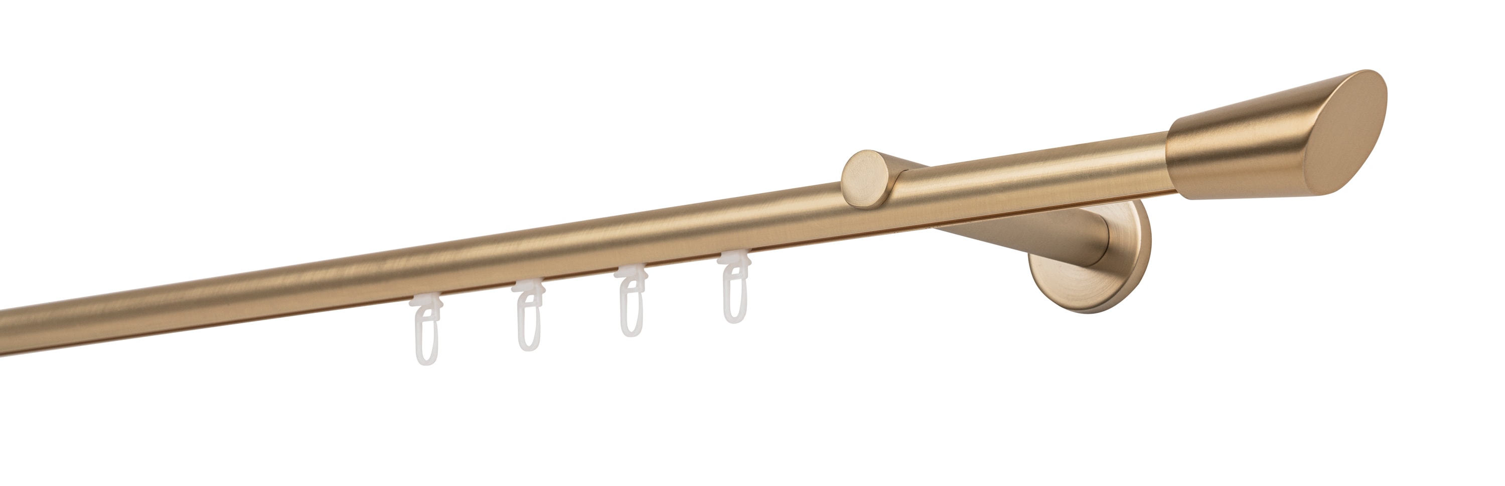 Ondeco Gardinenstange auf Ma&szlig; Innenlauf 20mm Rag 1-lauf  Wandtr&auml;ger 12cm mit Gleiter Farbe: Messing-Matt, Gr&ouml;&szlig;e: 240cm - Bild 1
