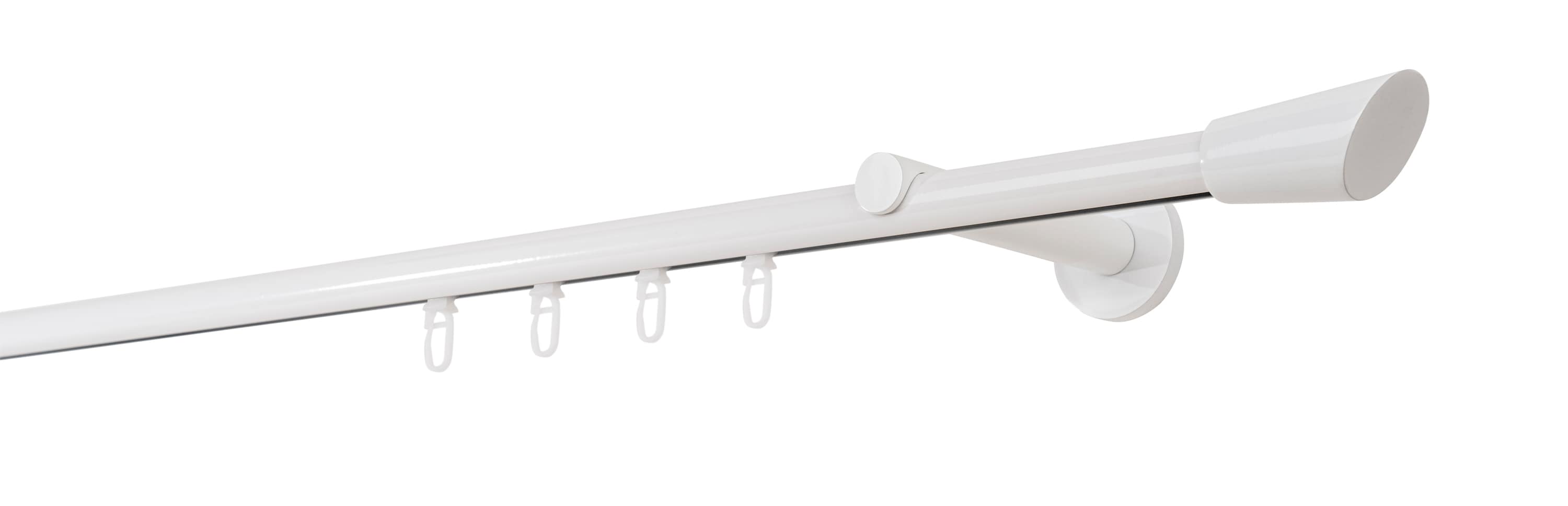 Ondeco Gardinenstange auf Ma&szlig; Innenlauf 20mm Rag 1-lauf  Wandtr&auml;ger 12cm mit Gleiter Farbe: Wei&szlig;, Gr&ouml;&szlig;e: 100cm - Bild 1