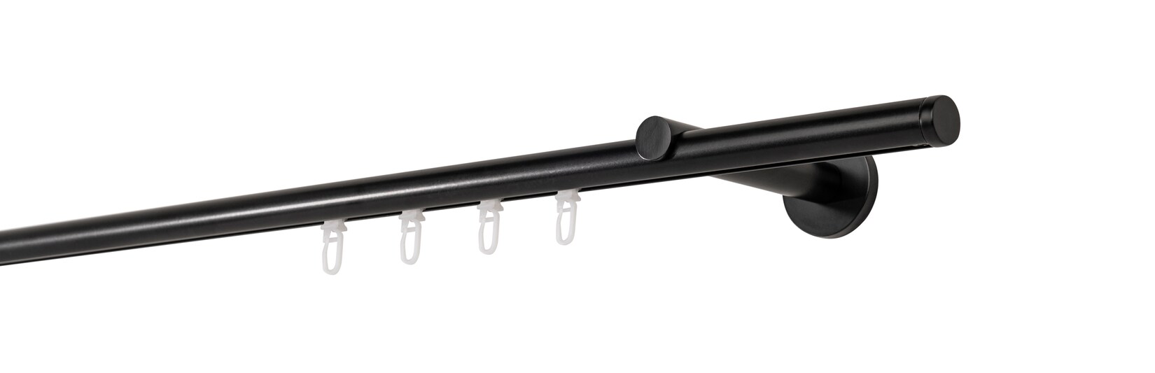 Ondeco Gardinenstange auf Maß Innenlauf 20mm Match 1-lauf Wandträger 12cm mit Gleiter Farbe: Schwarz, Größe: 250cm