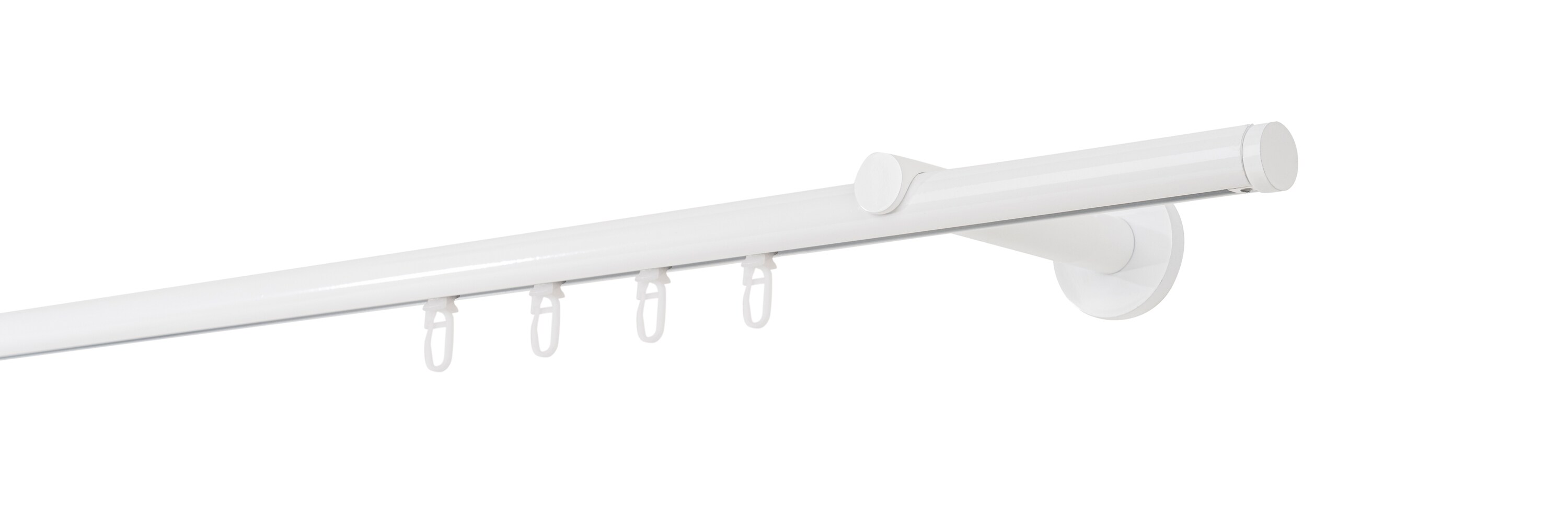 Ondeco Gardinenstange auf Ma&szlig; Innenlauf 20mm Match 1-lauf Wandtr&auml;ger 12cm mit Gleiter Farbe: Wei&szlig;, Gr&ouml;&szlig;e: 100cm - Bild 1