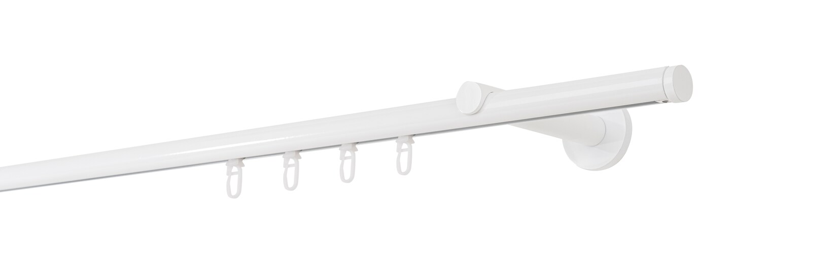 Ondeco Gardinenstange auf Maß Innenlauf 20mm Match 1-lauf Wandträger 12cm mit Gleiter Farbe: Weiß, Größe: 400cm