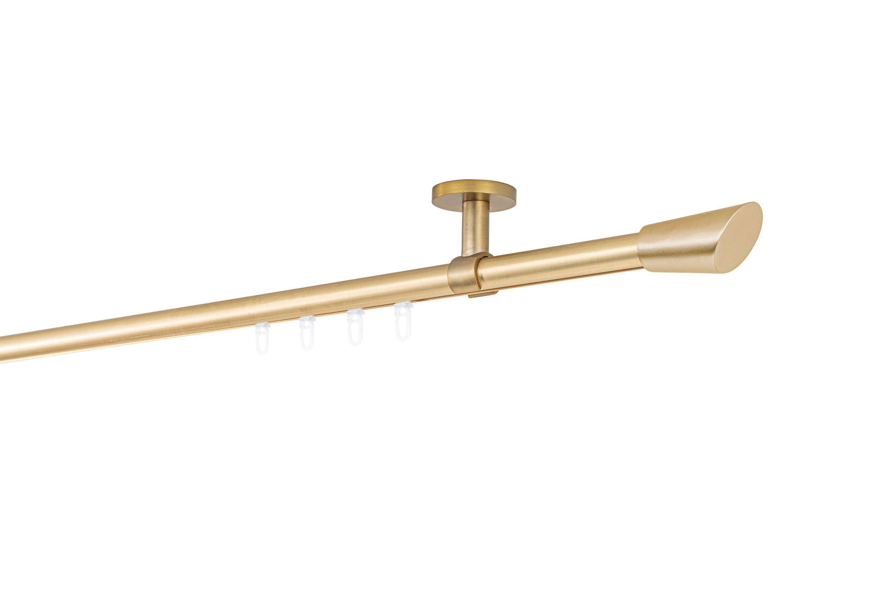 Ondeco Gardinenstange auf Ma&szlig; Innenlauf 20mm Rag 1-lauf  Deckentr&auml;ger 4cm mit Gleiter Farbe: Messing-Matt, Gr&ouml;&szlig;e: 130cm - Bild 1