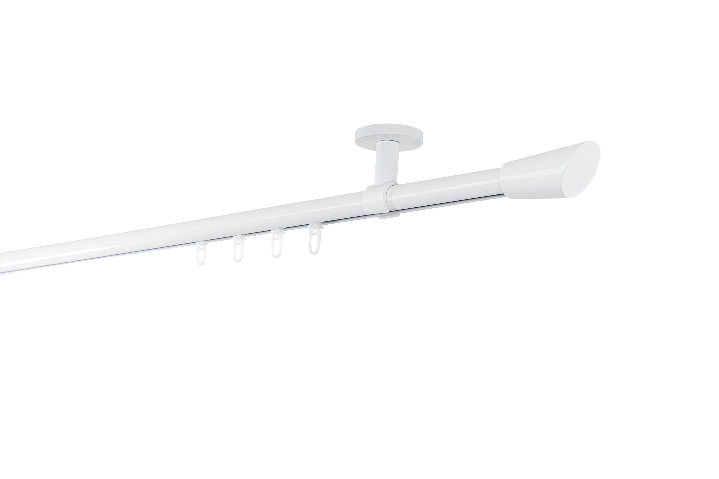 Ondeco Gardinenstange auf Ma&szlig; Innenlauf 20mm Rag 1-lauf  Deckentr&auml;ger 4cm mit Gleiter Farbe: Wei&szlig;, Gr&ouml;&szlig;e: 120cm - Bild 1