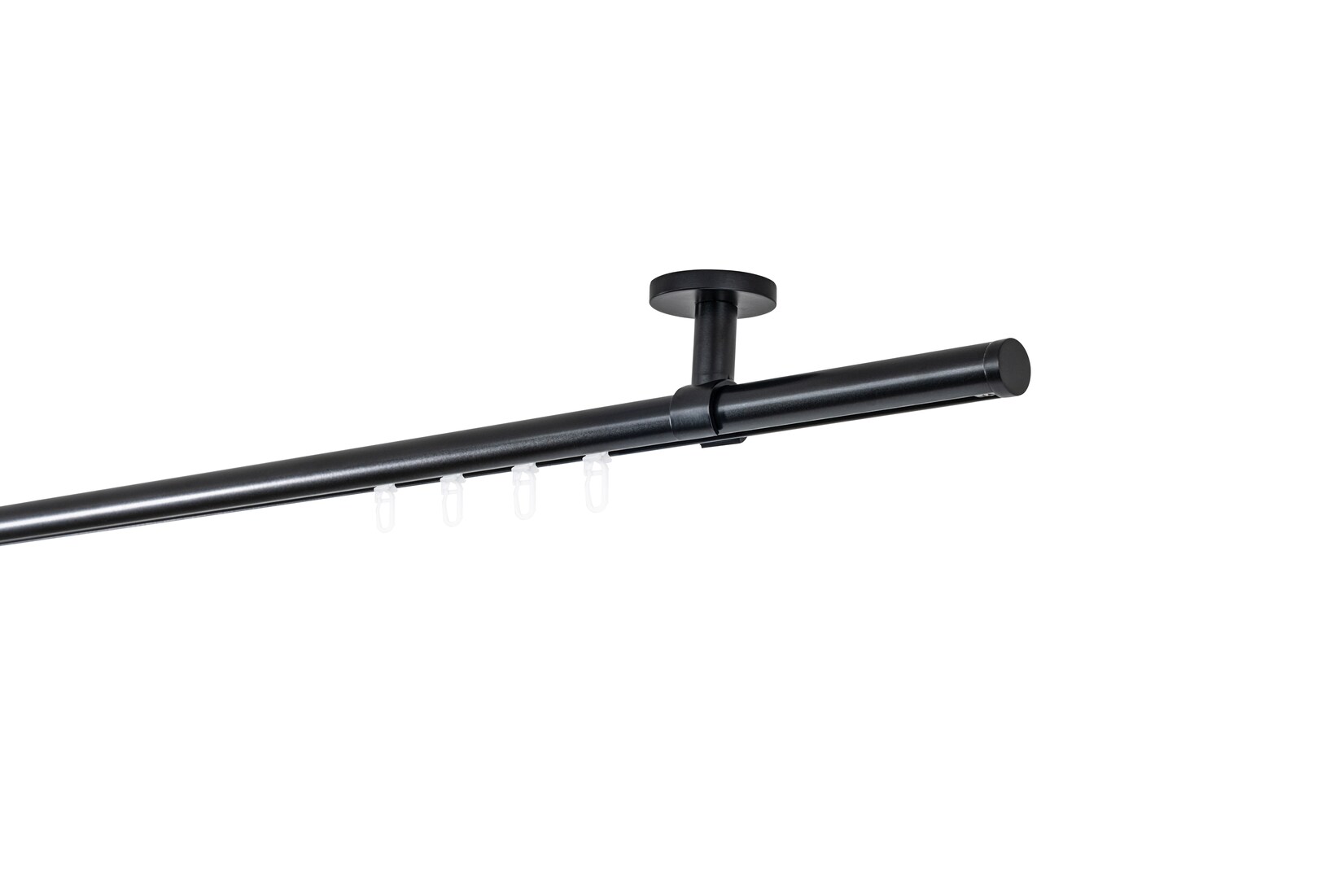 Ondeco Gardinenstange auf Maß Innenlauf 20mm Match 1-lauf Deckenträger 4cm mit Gleiter Farbe: Schwarz, Größe: 350cm
