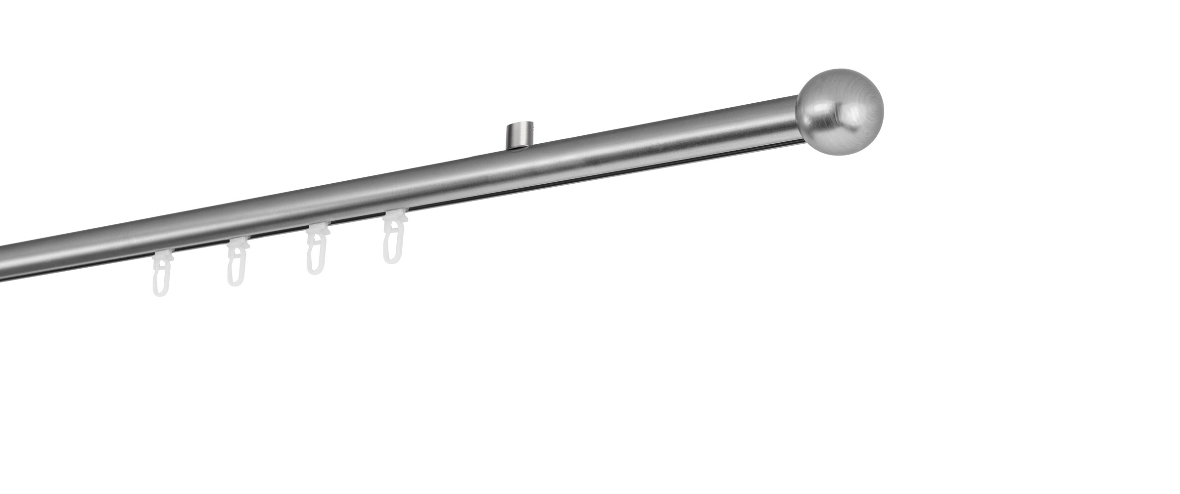 Ondeco Gardinenstange auf Ma&szlig; Innenlauf 20mm Ball 1-lauf  Deckentr&auml;ger 1,5cm mit Gleiter Farbe: Edelstahl-Optik, Gr&ouml;&szlig;e: 100cm - Bild 1