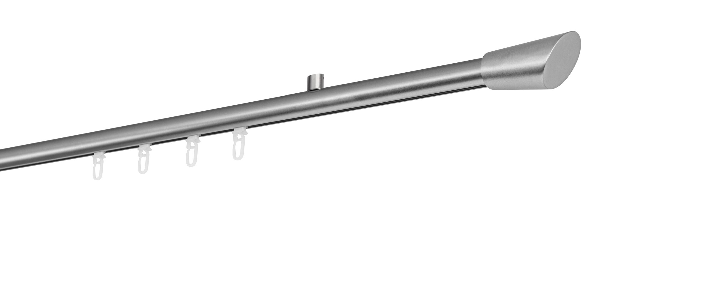 Ondeco Gardinenstange auf Ma&szlig; Innenlauf 20mm Rag 1-lauf Deckentr&auml;ger 1,5cm mit Gleiter Farbe: Edelstahl-Optik, Gr&ouml;&szlig;e: 100cm - Bild 1
