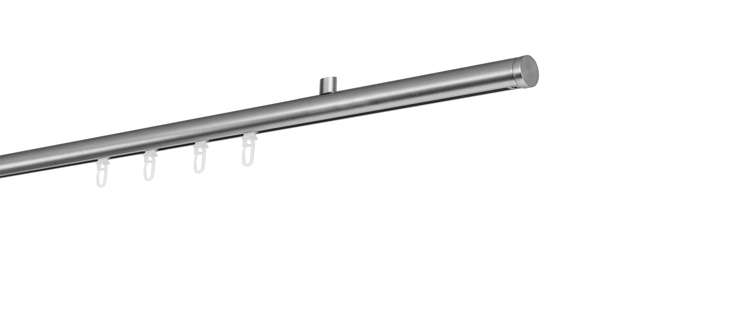 Ondeco Gardinenstange auf Ma&szlig; Innenlauf 20mm Match 1-lauf Deckentr&auml;ger 1,5cm mit Gleiter Farbe: Edelstahl-Optik, Gr&ouml;&szlig;e: 100cm - Bild 1
