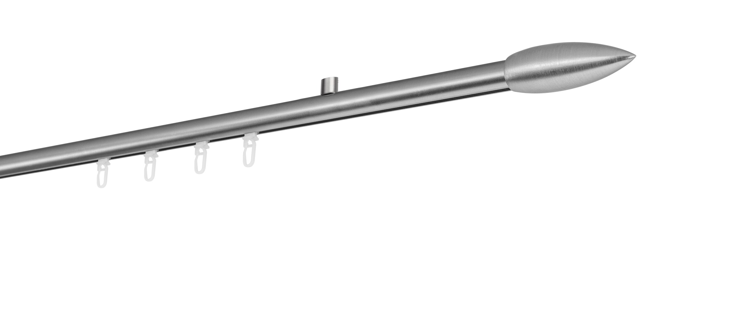 Ondeco Gardinenstange auf Ma&szlig; Innenlauf 20mm Patrone 1-lauf Deckentr&auml;ger 1,5cm mit Gleiter Farbe: Edelstahl-Optik, Gr&ouml;&szlig;e: 100cm - Bild 1