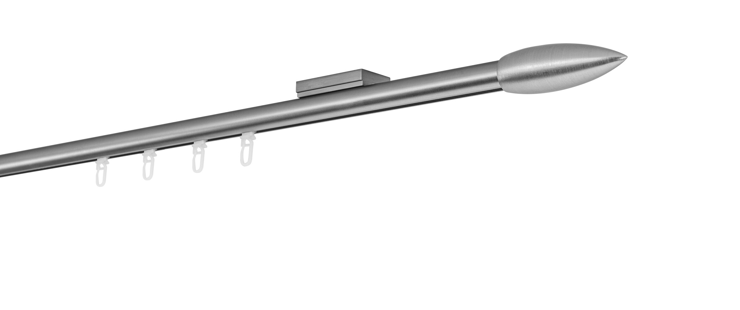 Ondeco Gardinenstange auf Ma&szlig; Innenlauf 20mm Patrone 1-lauf Deckentr&auml;ger 1,1cm mit Gleiter Farbe: Edelstahl-Optik, Gr&ouml;&szlig;e: 100cm - Bild 1