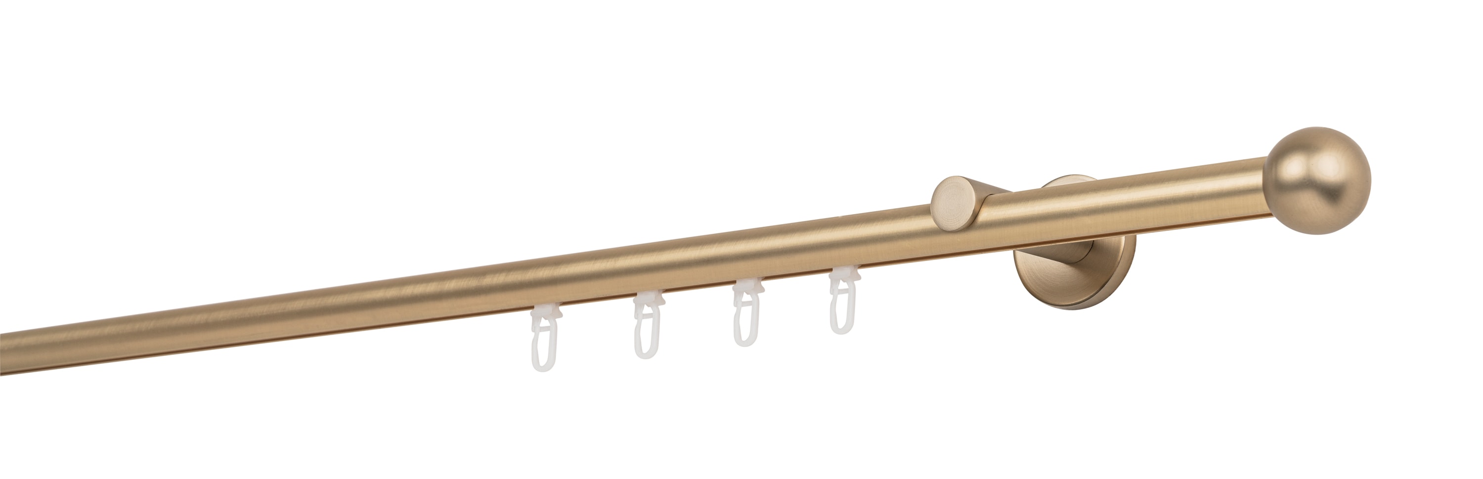 20mm,1-l&auml;ufig,Rohr,Wandtr&auml;ger 6,5cm,Endst&uuml;ck ball Farbe: Messing-Matt, Gr&ouml;&szlig;e: 210cm - Bild 1