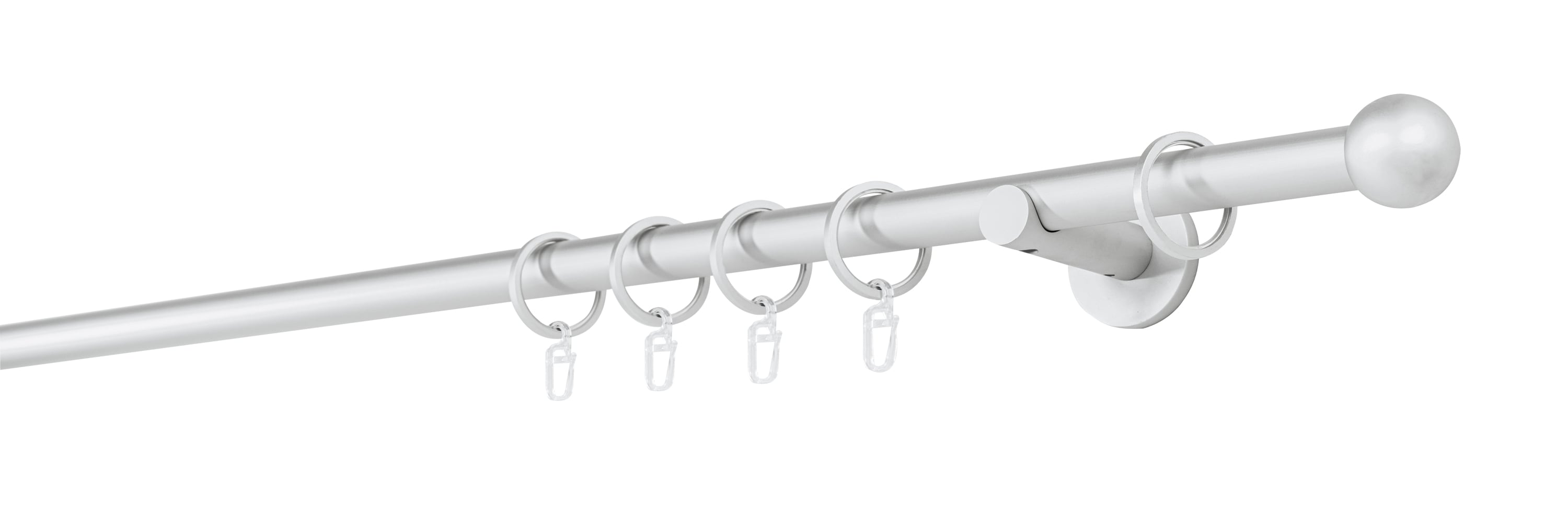 20mm,1-l&auml;ufig,Rohr,Wandtr&auml;ger 6,5cm,Endst&uuml;ck ball Farbe: Alu-Silber, Gr&ouml;&szlig;e: 100cm - Bild 1