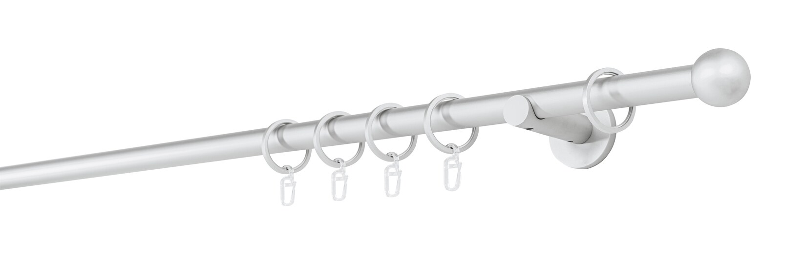 20mm,1-läufig,Rohr,Wandträger 6,5cm,Endstück ball Farbe: Alu-Silber, Größe: 340cm