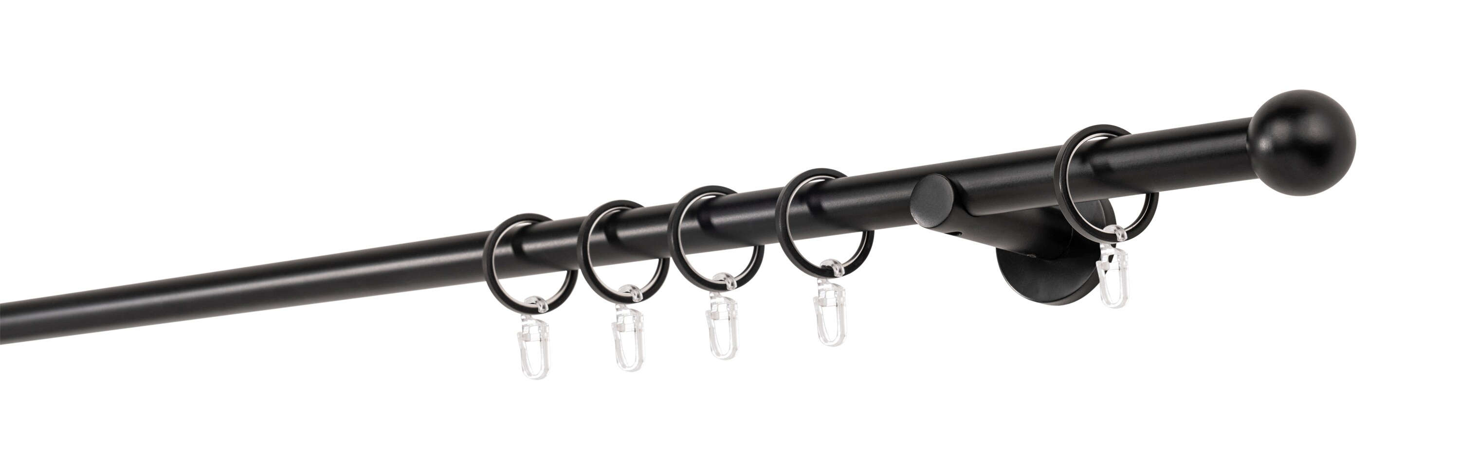 20mm,1-l&auml;ufig,Rohr,Wandtr&auml;ger 6,5cm,Endst&uuml;ck ball Farbe: Schwarz, Gr&ouml;&szlig;e: 360cm - Bild 1