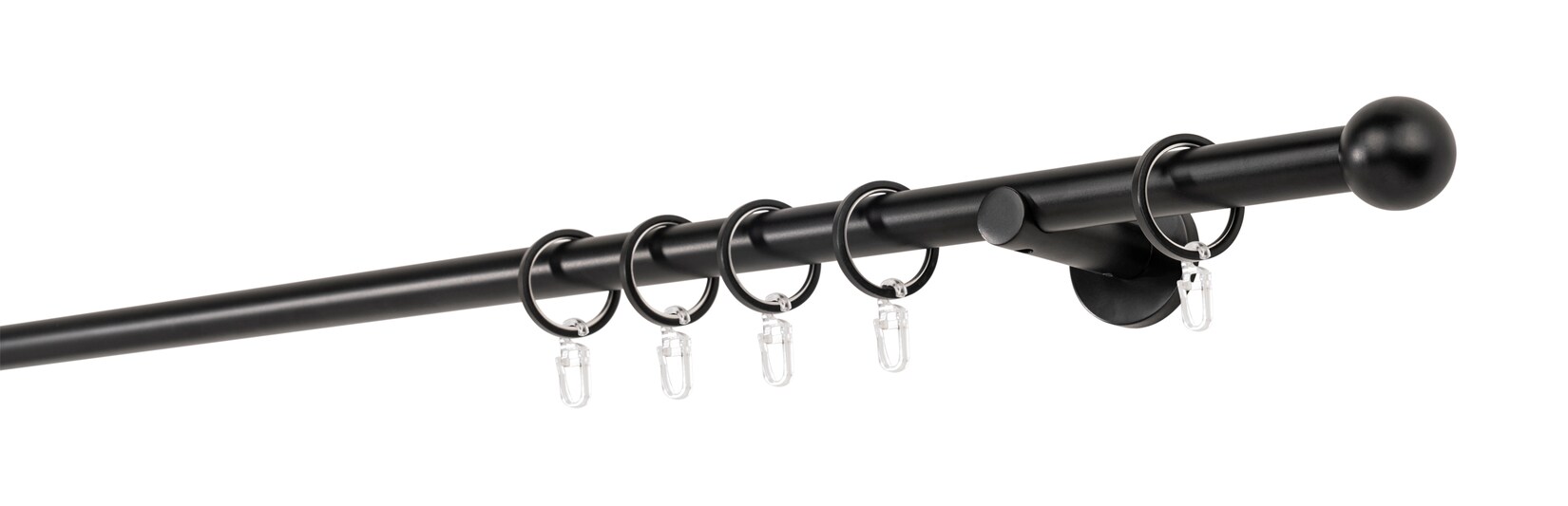20mm,1-läufig,Rohr,Wandträger 6,5cm,Endstück ball Farbe: Schwarz, Größe: 400cm