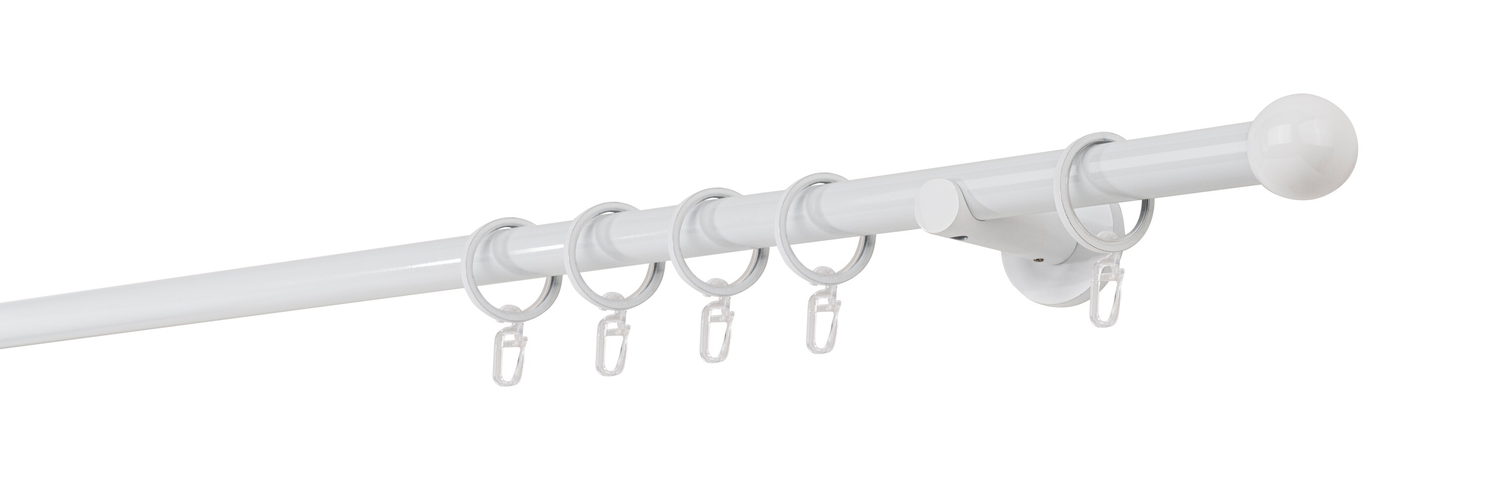 20mm,1-l&auml;ufig,Rohr,Wandtr&auml;ger 6,5cm,Endst&uuml;ck ball Farbe: Wei&szlig;, Gr&ouml;&szlig;e: 320cm - Bild 1